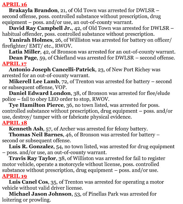 Levy County Suspects Jailed HardisonInk.com